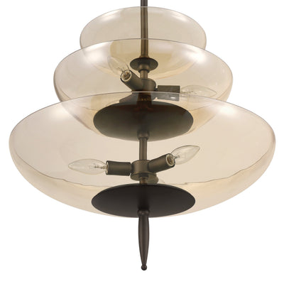 Fiorello 21-inch 6-light Forged Bronze Pendant Light with Smoked Amber Glass Shades