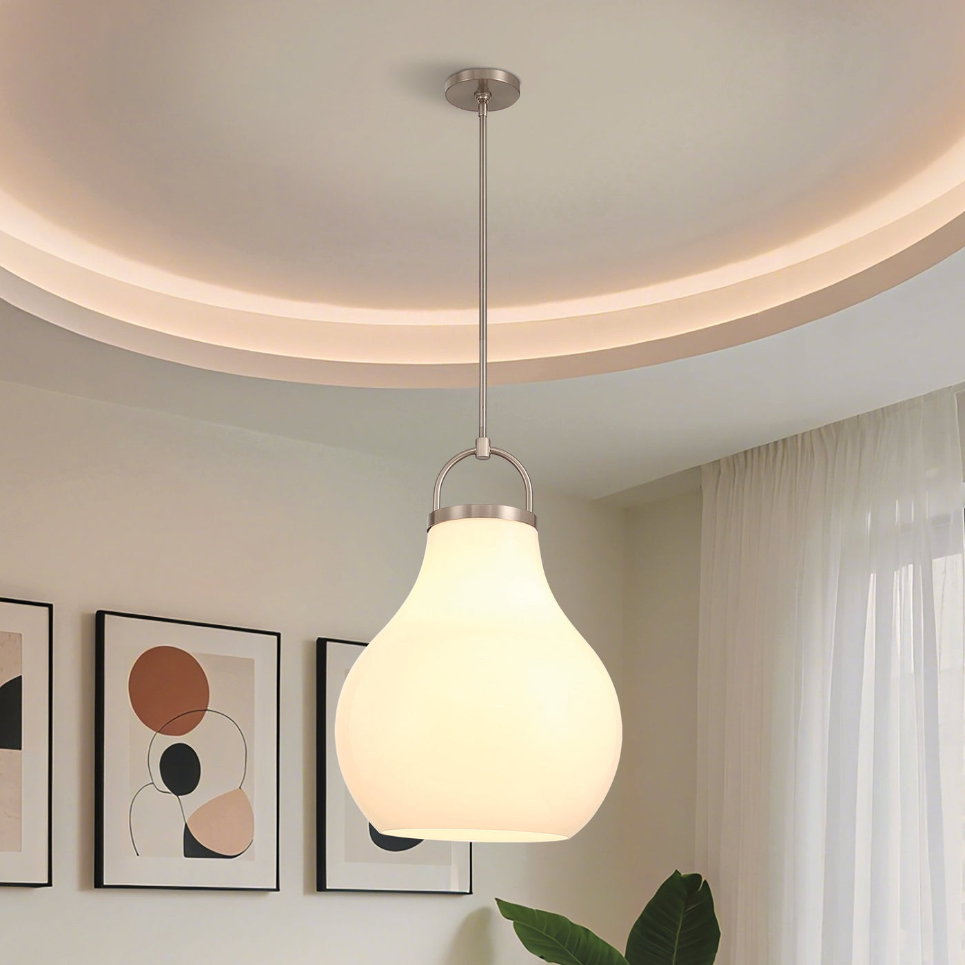 Mansfield 18-inch 1-light Champagne Gold Pendant Light with Opal Glass Shade