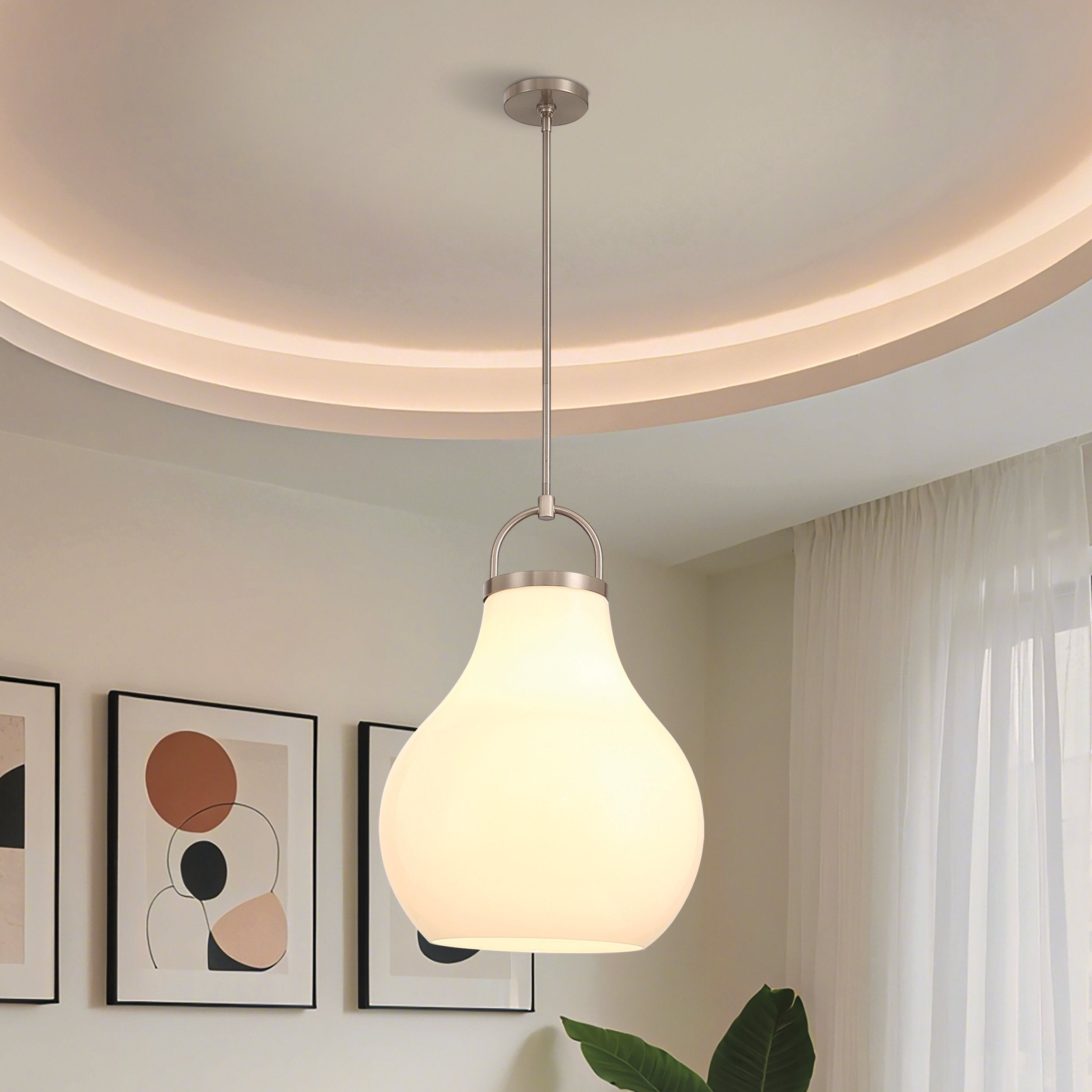 Mansfield 18-inch 1-light Champagne Gold Pendant Light with Opal Glass Shade