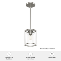 Astwood 6-inch 1-light Brushed Nickel Pendant with Clear Glass