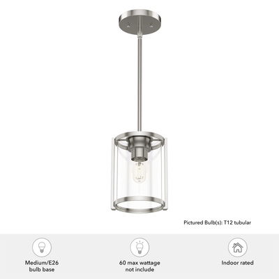 Astwood 6-inch 1-light Brushed Nickel Pendant with Clear Glass