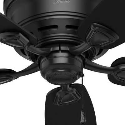 48 inch Sea Wind Matte Black Low Profile Damp Rated Ceiling Fan and Pull Chain