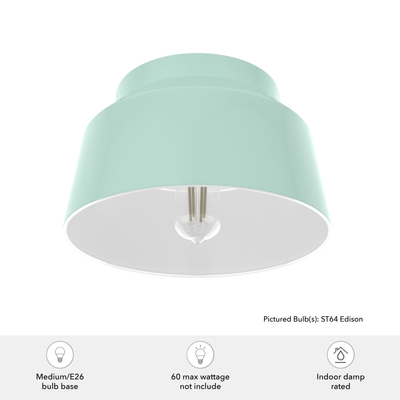 Cranbrook 11.5-inch 1-light Mint Flush Mount Ceiling Light with Metal Shade