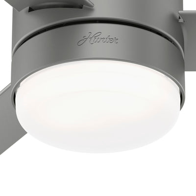44 inch Gilmour Matte Silver Low Profile Damp Rated Ceiling Fan with LED Light Kit and Handheld Remote