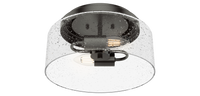 Hartland 11.5-inch 2-light Noble Bronze Flush Mount Ceiling Light with Seeded Glass