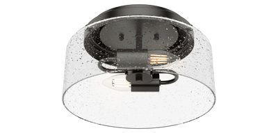 Hartland 11.5-inch 2-light Noble Bronze Flush Mount Ceiling Light with Seeded Glass