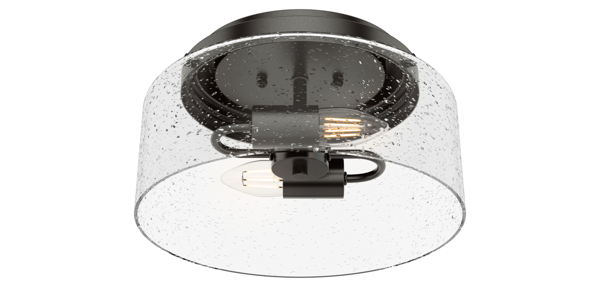 Hartland 11.5-inch 2-light Noble Bronze Flush Mount Ceiling Light with Seeded Glass