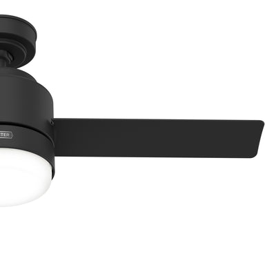 44 inch Gilmour Matte Black Damp Rated Ceiling Fan with LED Light Kit and Handheld Remote