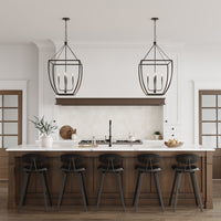 36.87'' Kelsey Matte Black 4 Light Pendant