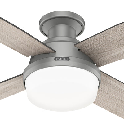 52 inch Dempsey Matte Silver Low Profile Ceiling Fan with LED Light Kit and Handheld Remote