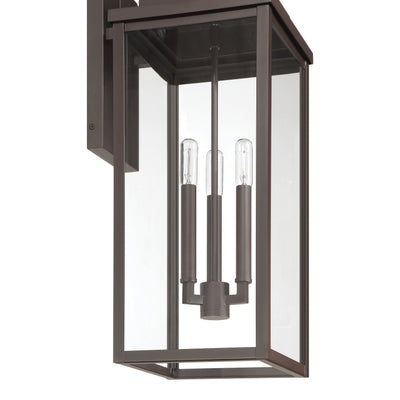 Hillside 25-inch 3-light Dark Bronze Exterior Wall Sconce with Clear Glass