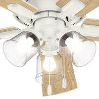 52 inch Crestfield Fresh White Low Profile Ceiling Fan with LED Light Kit and Pull Chain