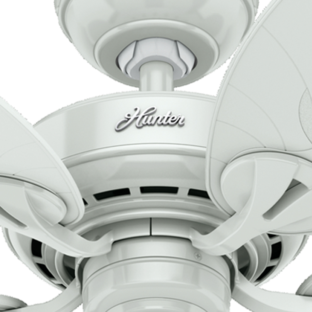 54 inch Bayview White Damp Rated Ceiling Fan and Pull Chain