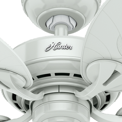 54 inch Bayview White Damp Rated Ceiling Fan and Pull Chain
