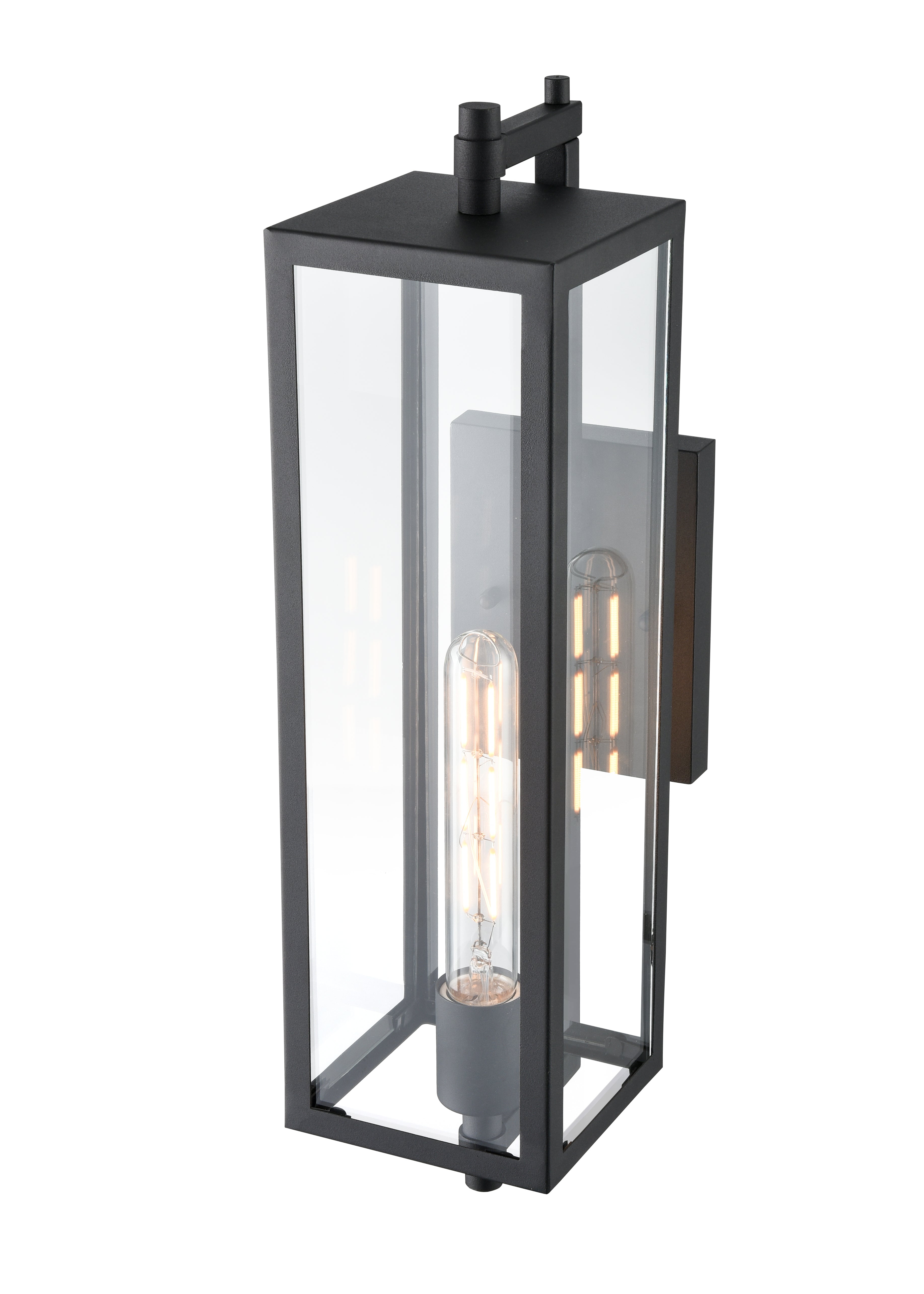 18-inch Messi Textured Black 1-Light Outdoor Wall Sconce