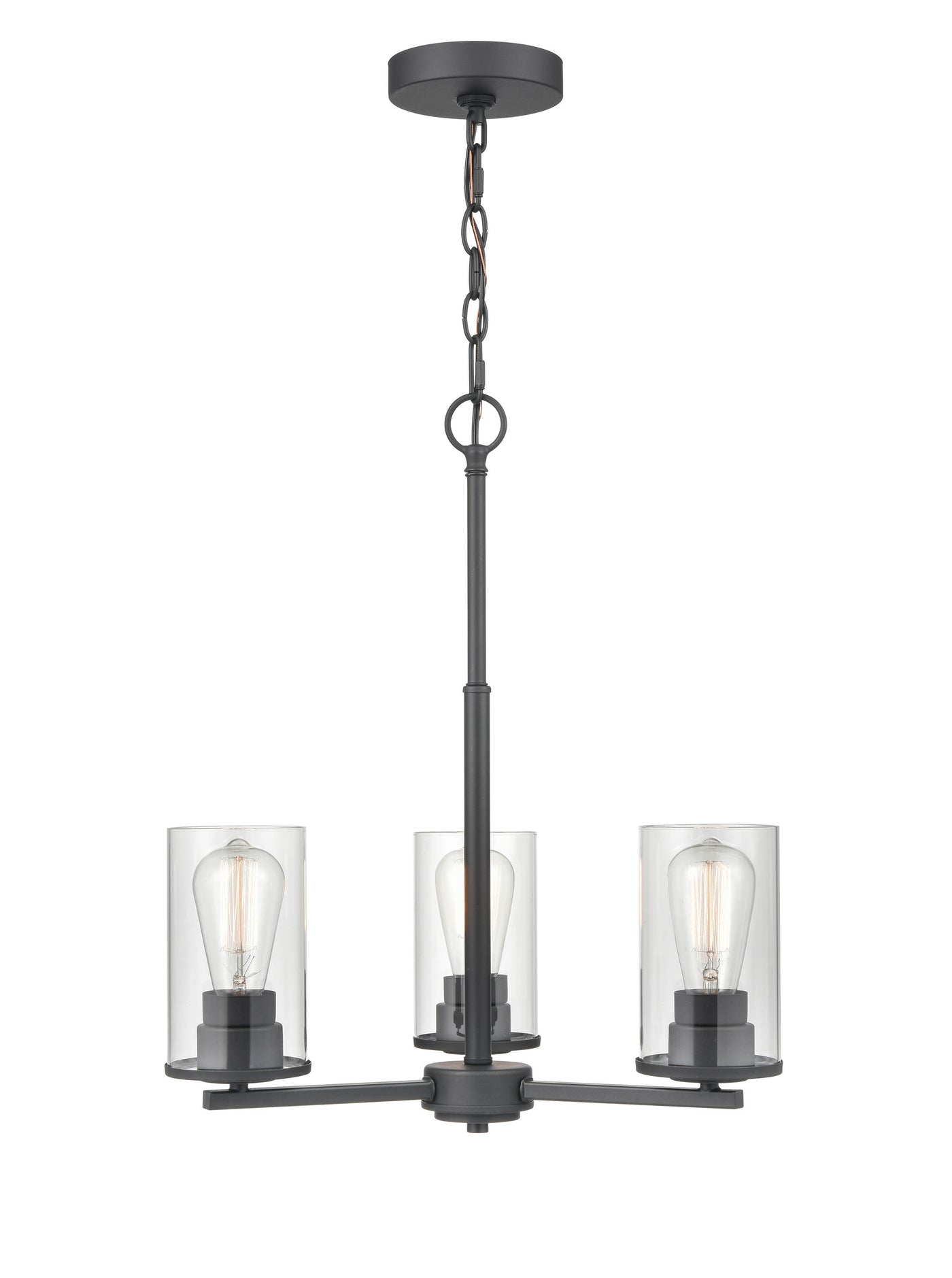 19-inch Verlana Matte Black 3-Light Clear Glass Chandelier