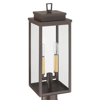 Hillside 20-inch 2-light Dark Bronze Exterior Post Light with Clear Glass