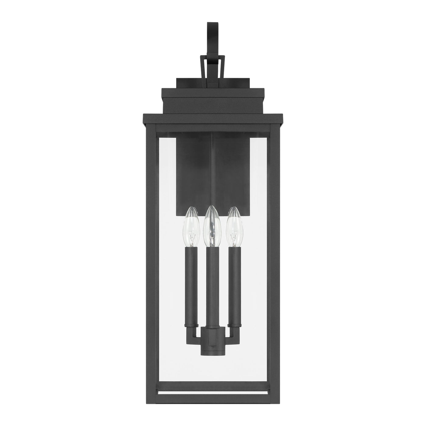 Hillside 25-inch 3-light Textured Black Exterior Wall Sconce with Clear Glass