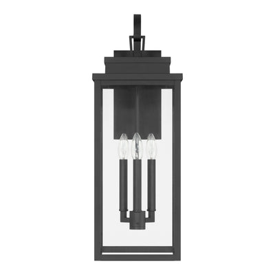 Hillside 25-inch 3-light Textured Black Exterior Wall Sconce with Clear Glass