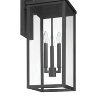 Hillside 25-inch 3-light Textured Black Exterior Wall Sconce with Clear Glass