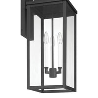 Hillside 25-inch 3-light Textured Black Exterior Wall Sconce with Clear Glass