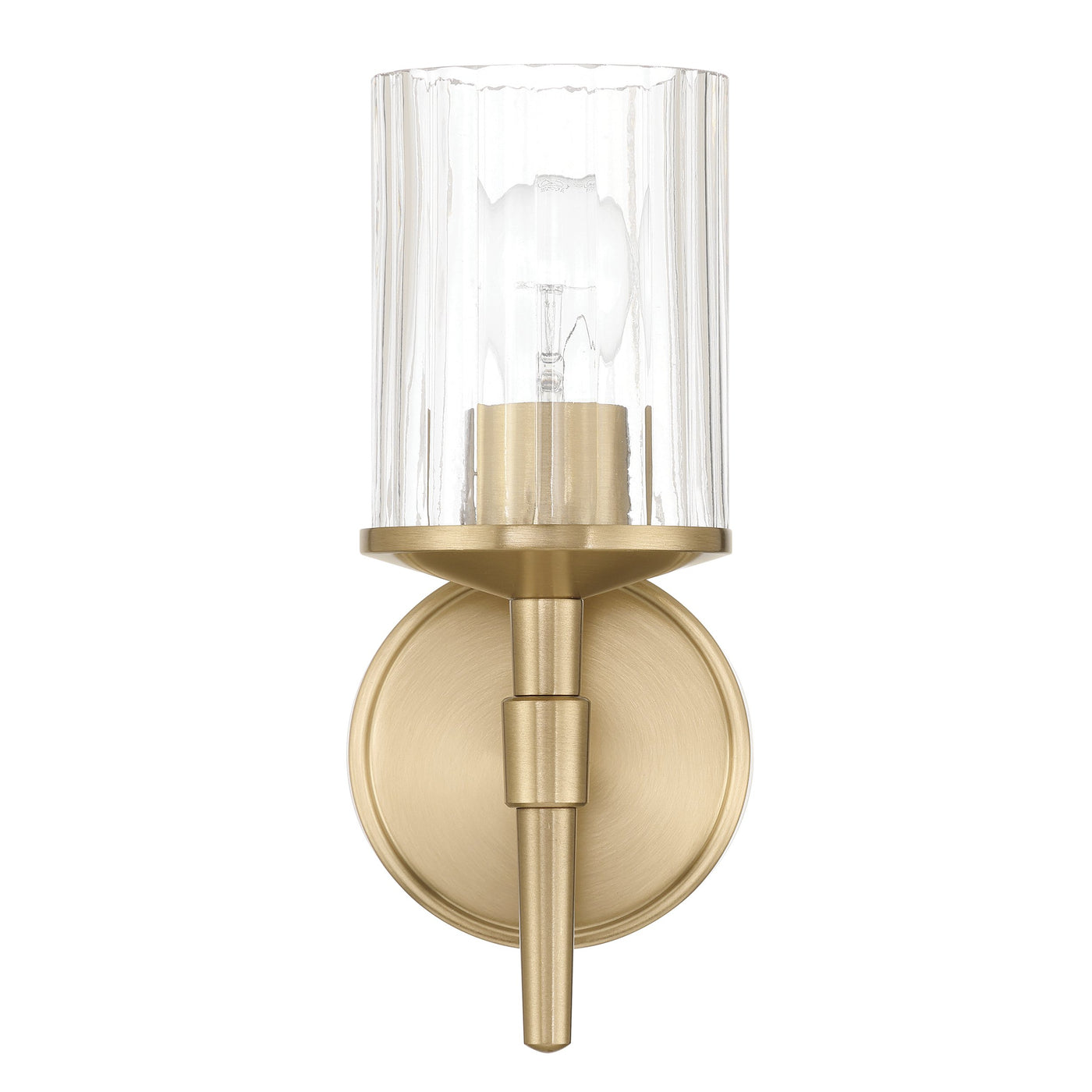 Andrea 5-inch 1-light Champagne Gold Vanity Light with Clear Ribbed Glass Shade