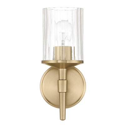 Andrea 5-inch 1-light Champagne Gold Vanity Light with Clear Ribbed Glass Shade