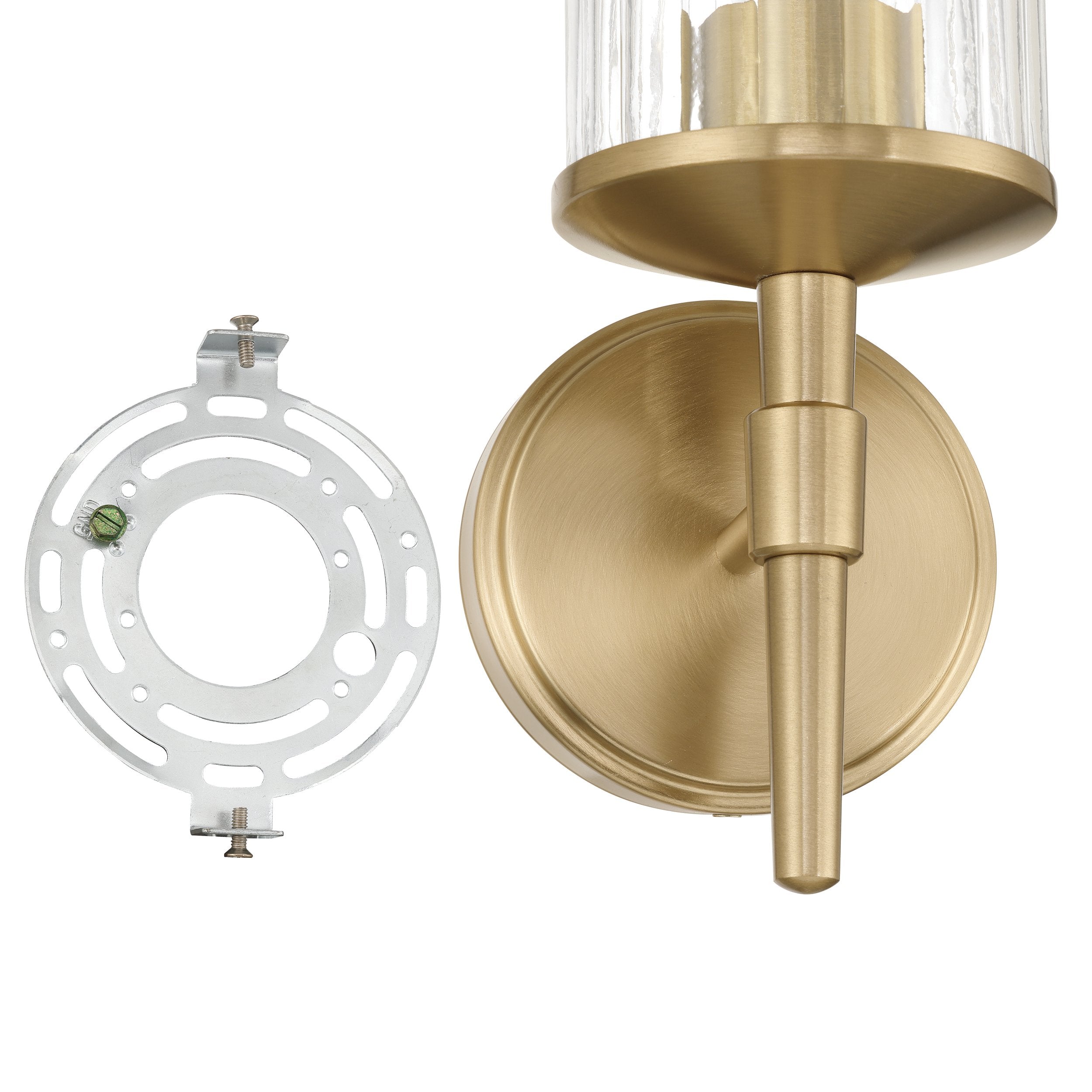 Andrea 5-inch 1-light Champagne Gold Vanity Light with Clear Ribbed Glass Shade