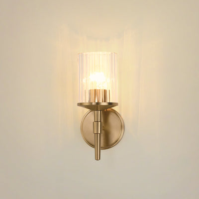 Andrea 5-inch 1-light Champagne Gold Vanity Light with Clear Ribbed Glass Shade