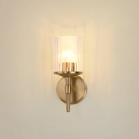 Andrea 5-inch 1-light Champagne Gold Vanity Light with Clear Ribbed Glass Shade