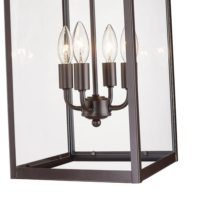 27-inch Barkeley Powder Coated Bronze 4-Light Outdoor Hanging Lantern with Clear Glass