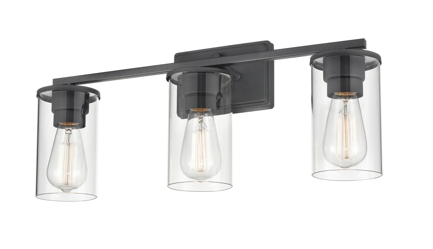 22-inch Verlana Matte Black 3-Light Clear Glass Bathroom Vanity Light