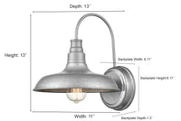 13-inch Milltown Galvanized 1-Light Outdoor Wall Sconce