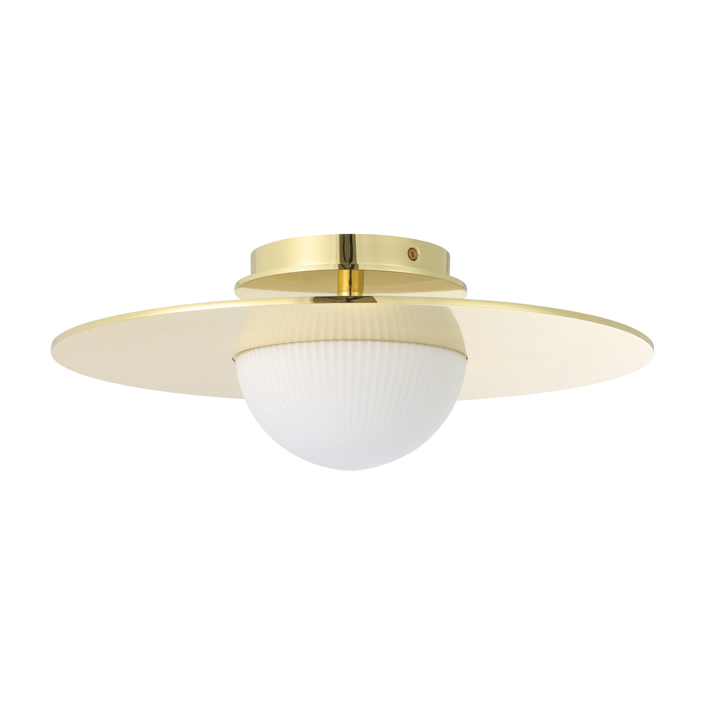 Solstice 16-inch Polished Brass 5CCT LED Convertible Pendant with Opal Ribbed Glass Shade