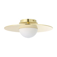Solstice 16-inch Polished Brass 5CCT LED Convertible Pendant with Opal Ribbed Glass Shade