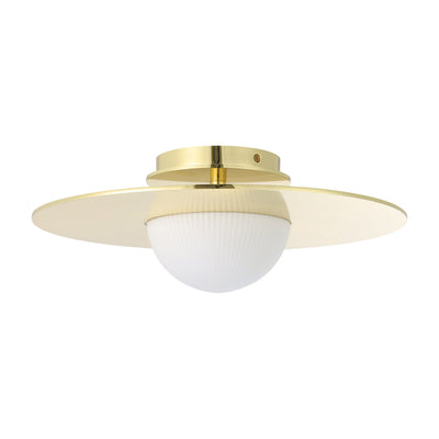 Solstice 16-inch Polished Brass 5CCT LED Convertible Pendant with Opal Ribbed Glass Shade