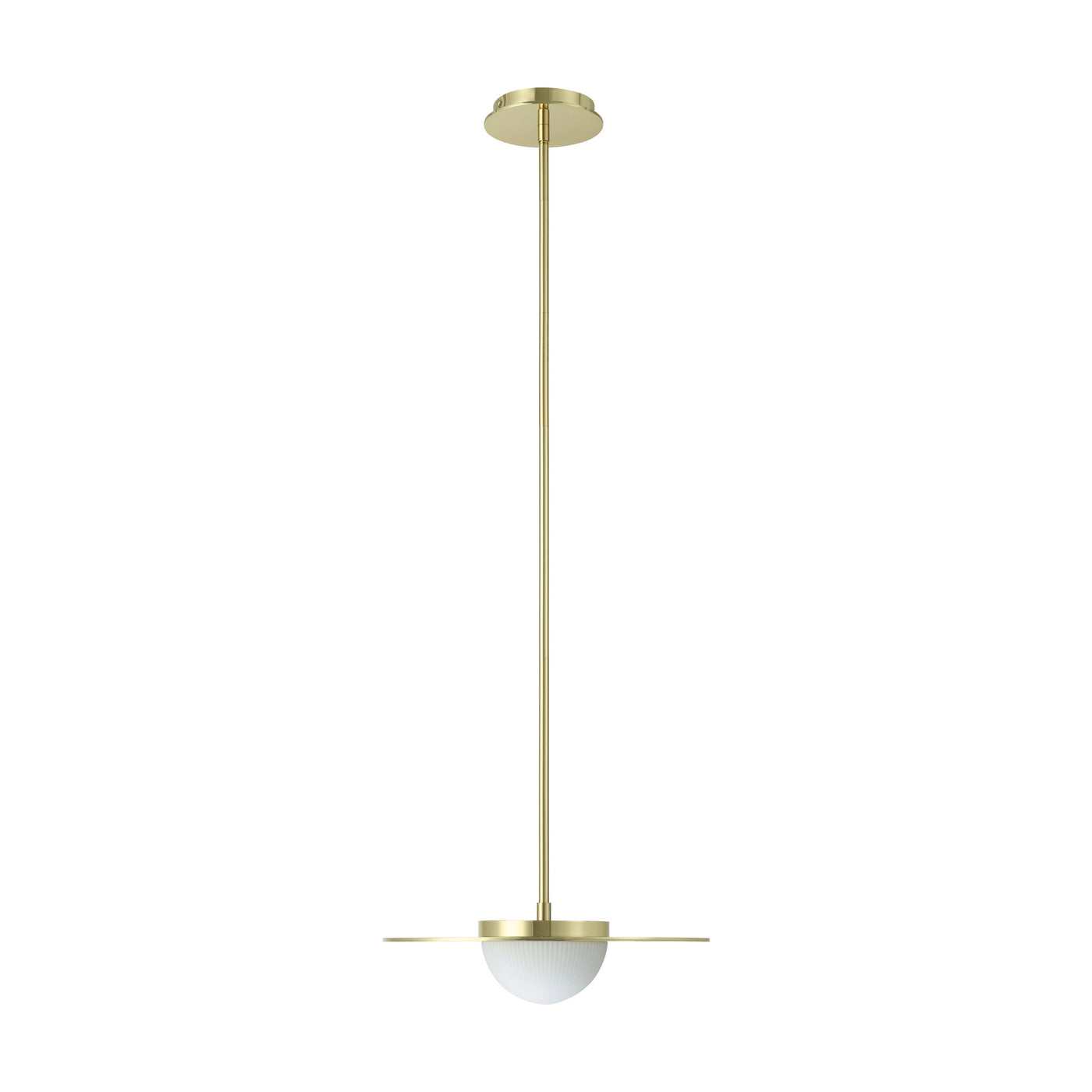 Solstice 16-inch Polished Brass 5CCT LED Convertible Pendant with Opal Ribbed Glass Shade