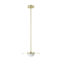 Solstice 16-inch Polished Brass 5CCT LED Convertible Pendant with Opal Ribbed Glass Shade