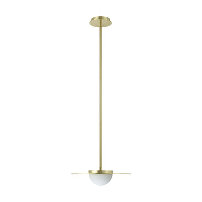 Solstice 16-inch Polished Brass 5CCT LED Convertible Pendant with Opal Ribbed Glass Shade