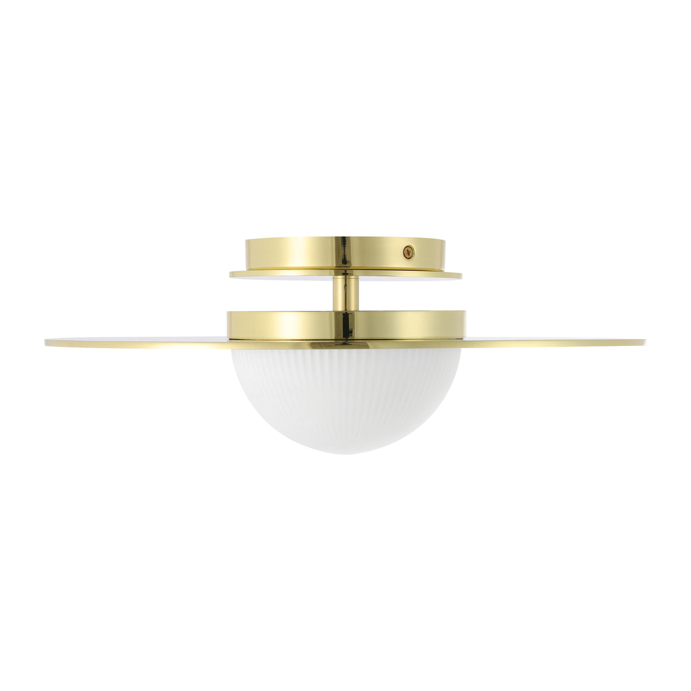 Solstice 16-inch Polished Brass 5CCT LED Convertible Pendant with Opal Ribbed Glass Shade