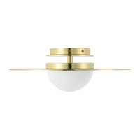 Solstice 16-inch Polished Brass 5CCT LED Convertible Pendant with Opal Ribbed Glass Shade