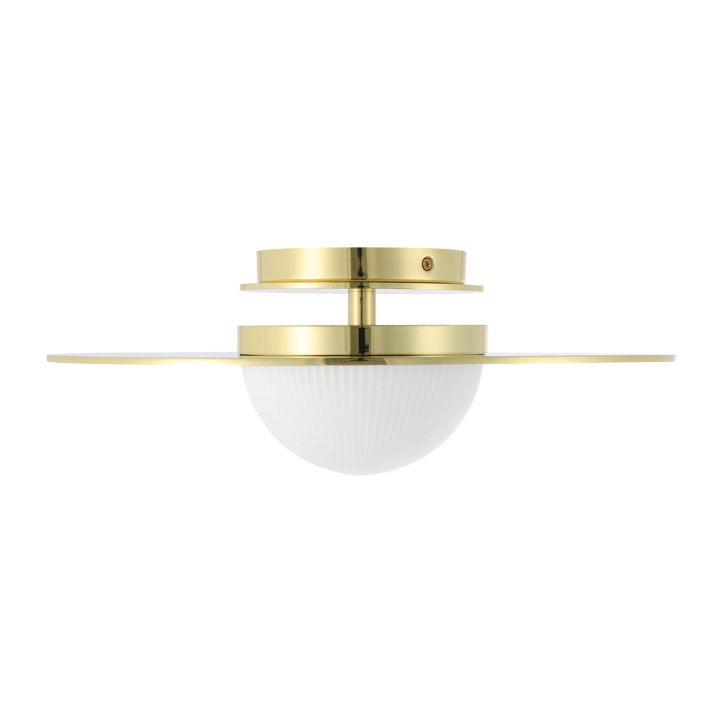 Solstice 16-inch Polished Brass 5CCT LED Convertible Pendant with Opal Ribbed Glass Shade