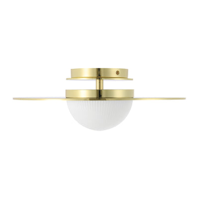 Solstice 16-inch Polished Brass 5CCT LED Convertible Pendant with Opal Ribbed Glass Shade