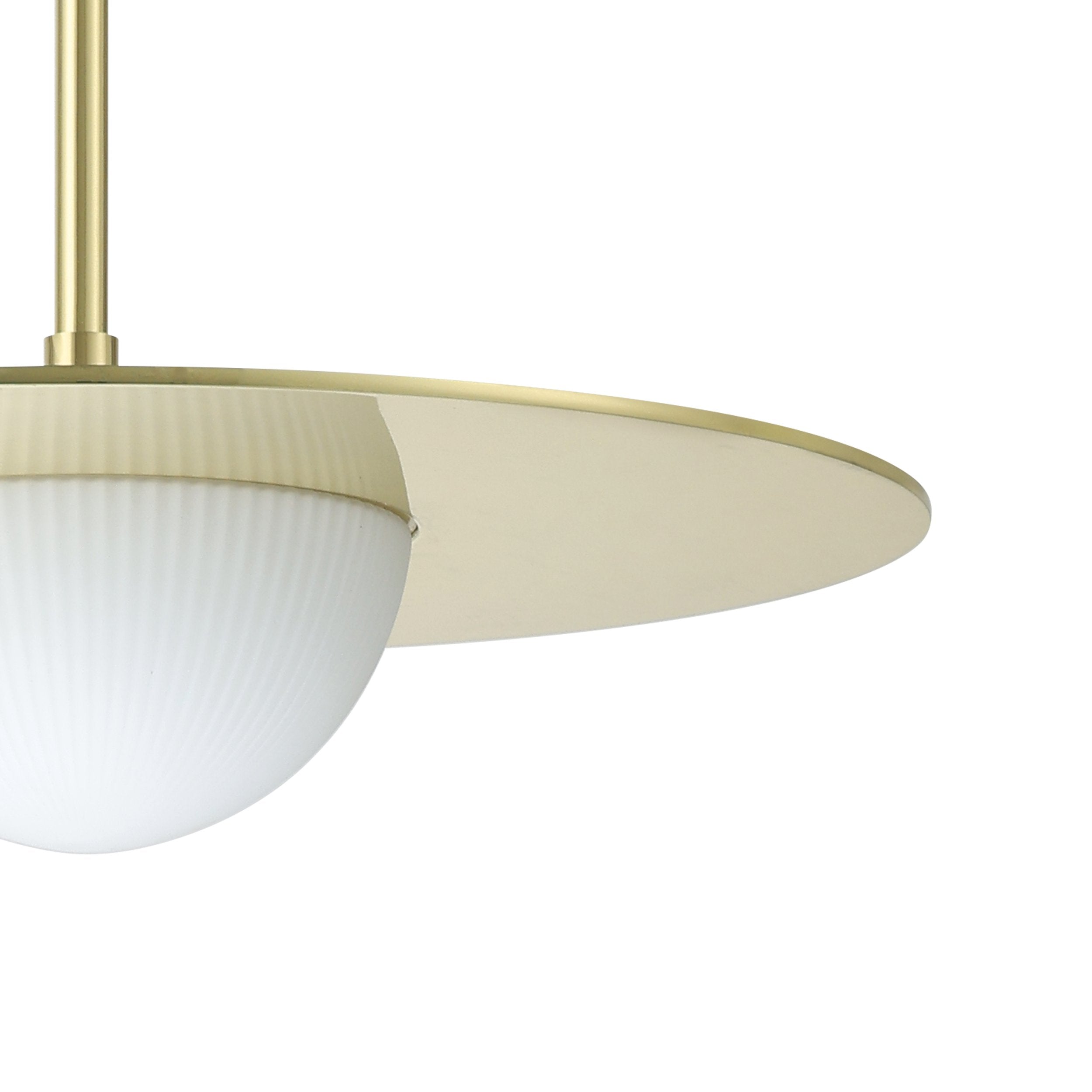 Solstice 16-inch Polished Brass 5CCT LED Convertible Pendant with Opal Ribbed Glass Shade