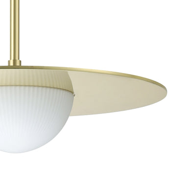 Solstice 16-inch Polished Brass 5CCT LED Convertible Pendant with Opal Ribbed Glass Shade