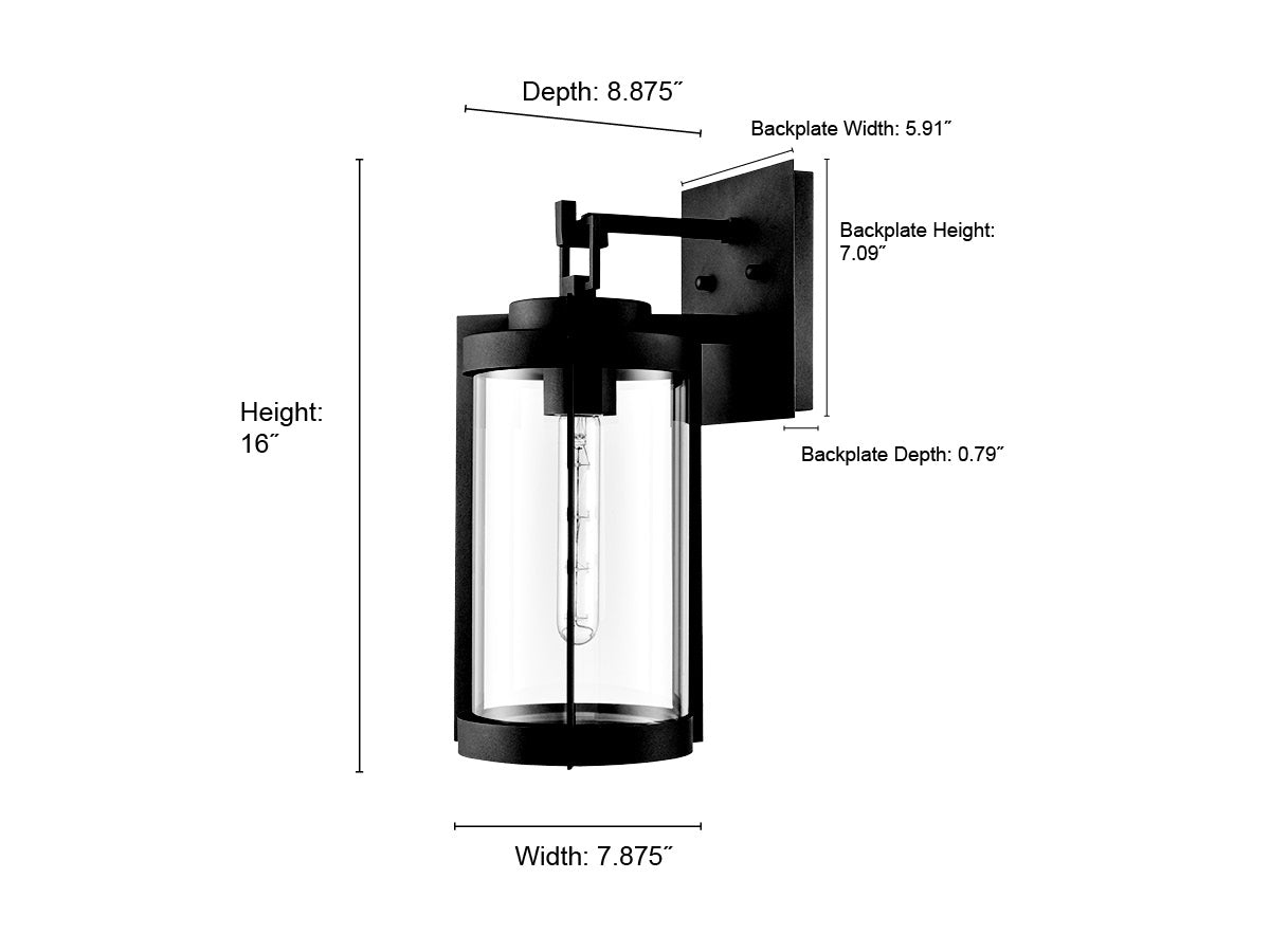 7.88'' Ellway Textured Black 1 Light Wall Sconce
