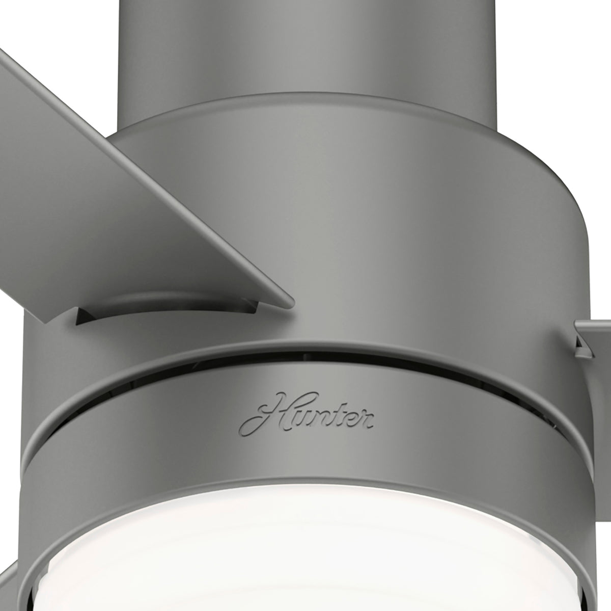 44 inch Gilmour Matte Silver Low Profile Damp Rated Ceiling Fan with LED Light Kit and Handheld Remote