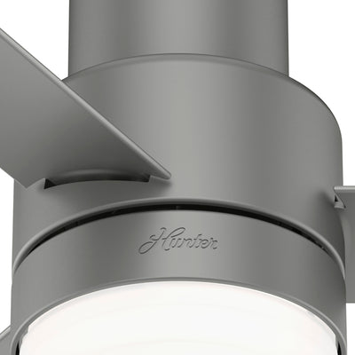 44 inch Gilmour Matte Silver Low Profile Damp Rated Ceiling Fan with LED Light Kit and Handheld Remote