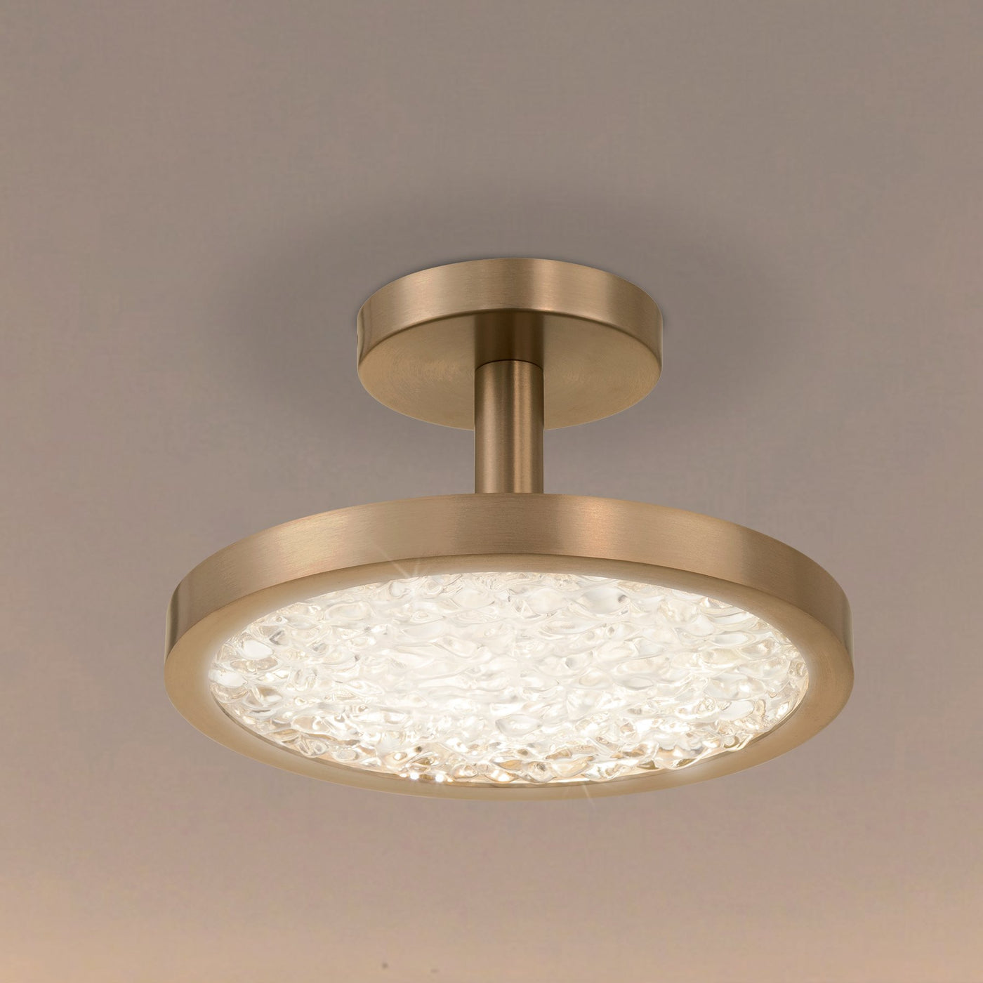 Courtney 12-inch Champagne Gold 5CCT LED Convertible Pendant with Clear Water Glass