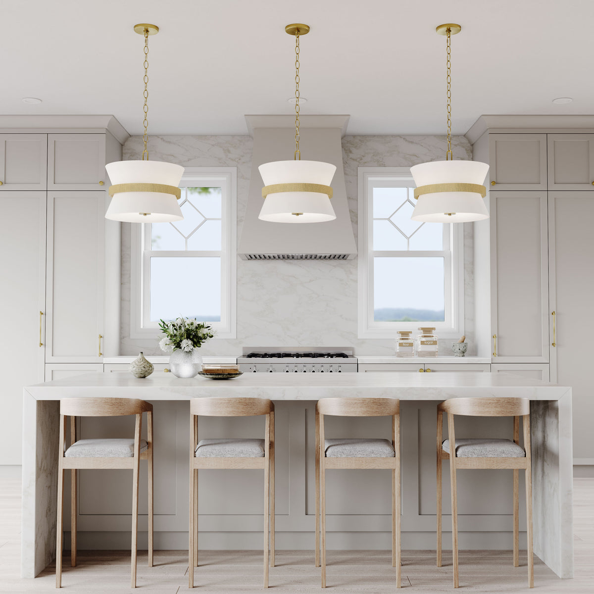 14.1'' Kimbry Vintage Brass 3 Light Pendant